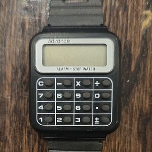 Vintage Advance Black Digital Calculator Watch